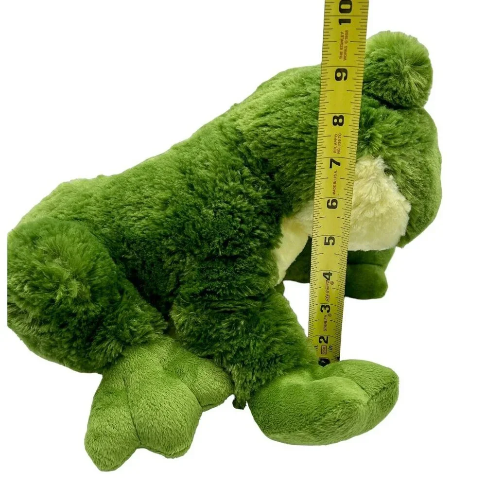 Toys R Us Frog Plush‎ Green Sitting Up 10 inch Stuffed Animal Yellow Belly